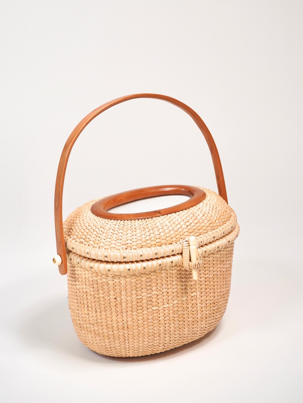 Oval Needlepoint Nantucket Lightship Basket